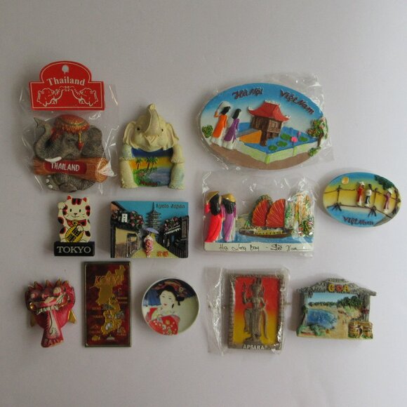 12 Refrigerator Magnets Asia Thailand Phuket Korea Japan Goa Aspara Vietnam - Picture 1 of 16